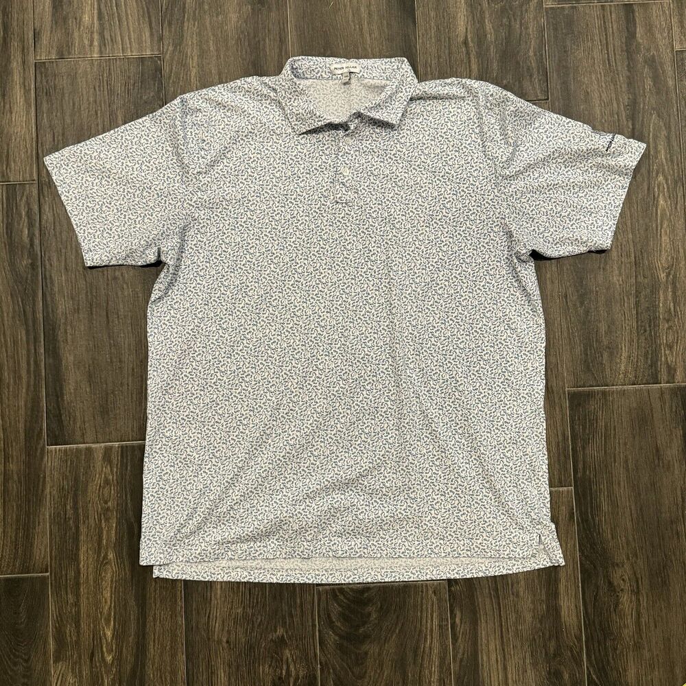 PETER MILLAR GOLF POLO SHIRT -XXL- WHITE AQUA BLUE SUN GLASS EYE DOT COTTON